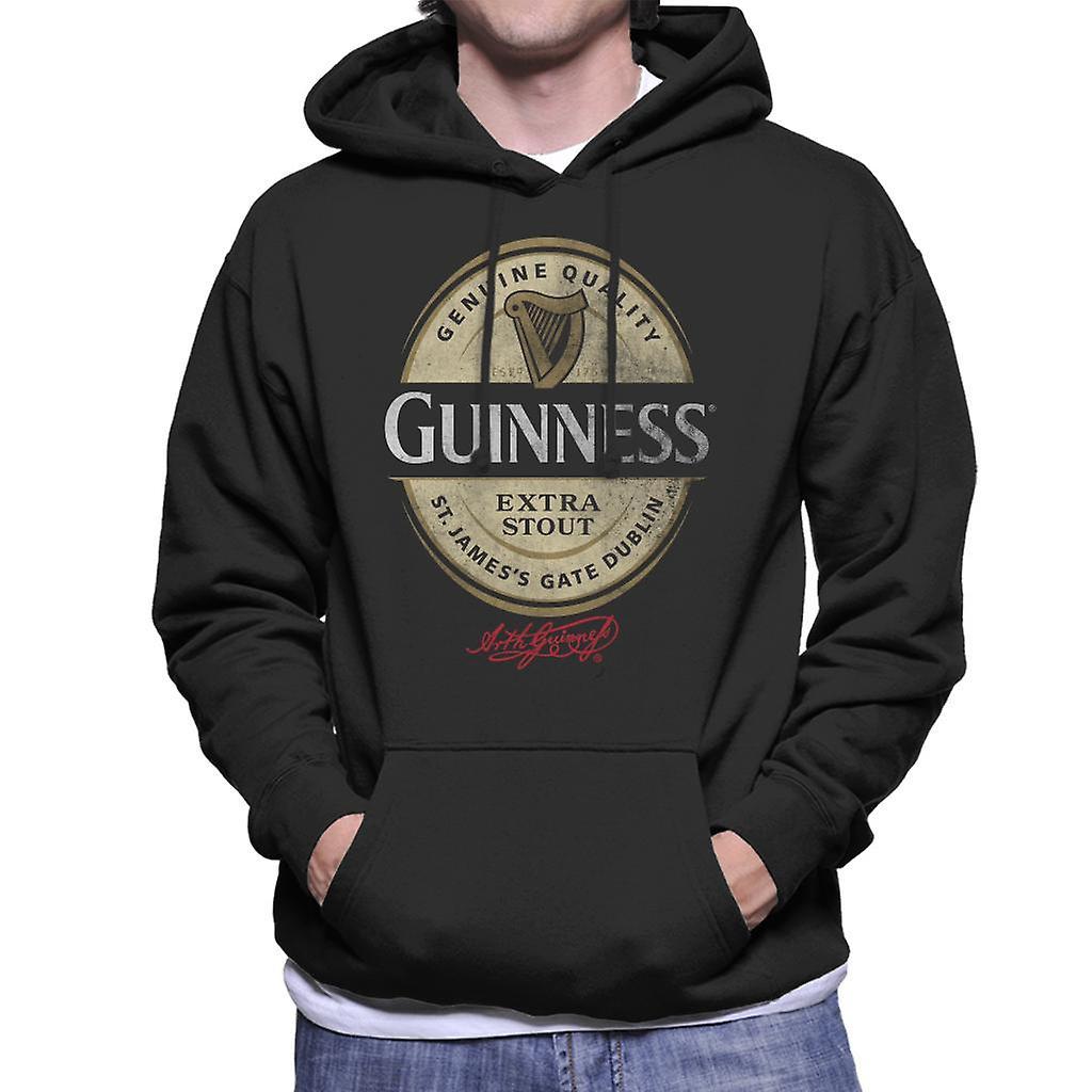 Guinness Stout Label Logo Men's Hooded Sweatshirt Black X-Large