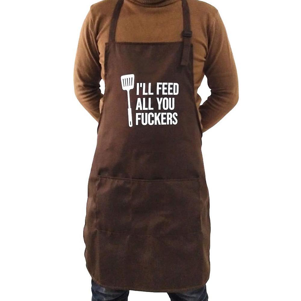 Piao 3 Pockets Adjustable Bib Apron Thicker Version Waterproof With Extra Long Ties Cooking Kitchen Aprons For Bbq Drawing, Women Men,chef Brown