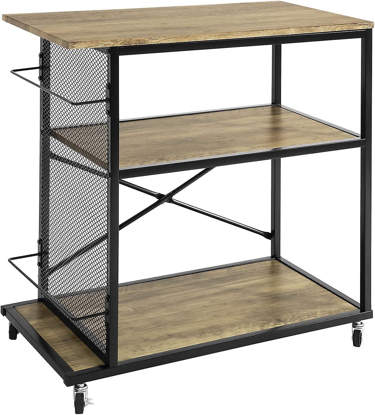 SoBuy SVW05-N Serving Trolley with 3 Levels Black+Nature