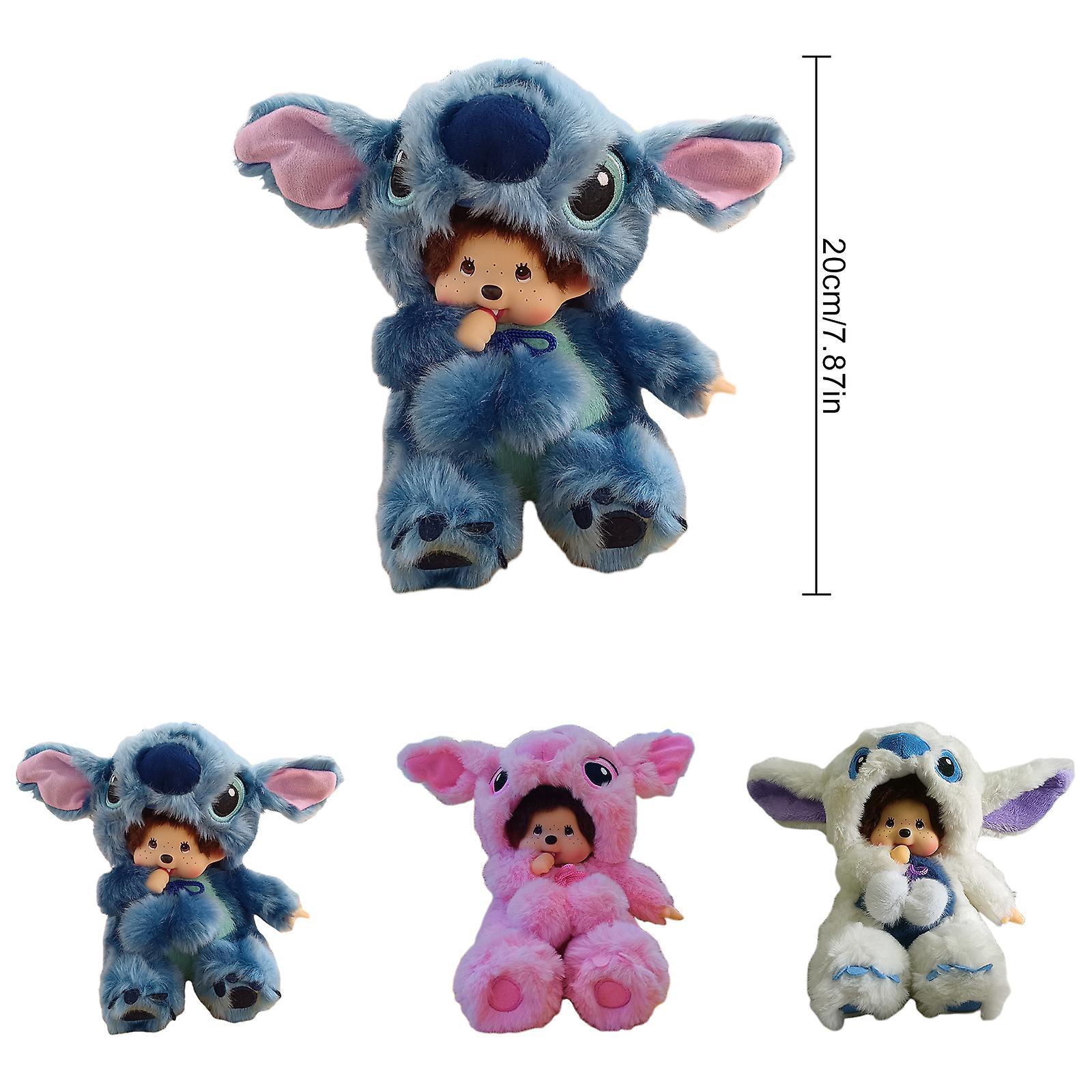 Cryin Cartoon Monchhichi Stitch Plush Doll Kawaii Soft Plush Doll Toy For Children blue