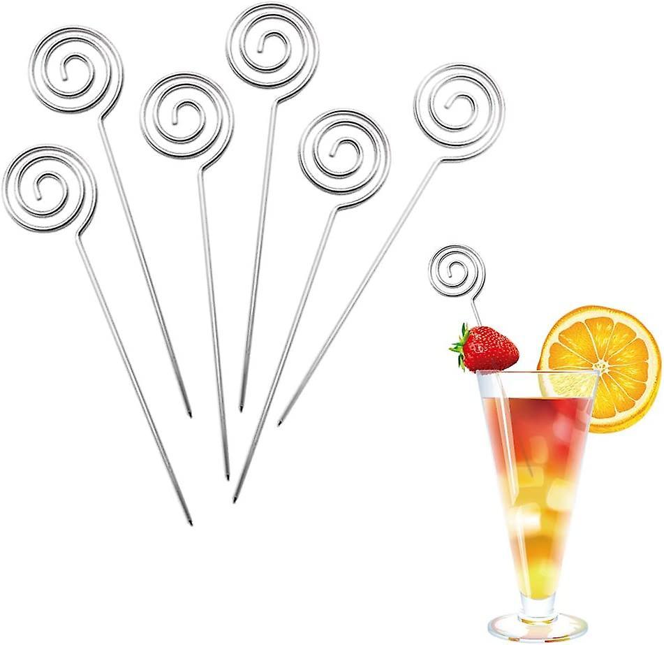 Heytea Cocktail Picks Stainless Steel Garnish Toothpicks Reusable Martini Picks Appetizers Bloody Mary Fruit Sandwich (Set of 6) Style 3 6.85 x 4.6...