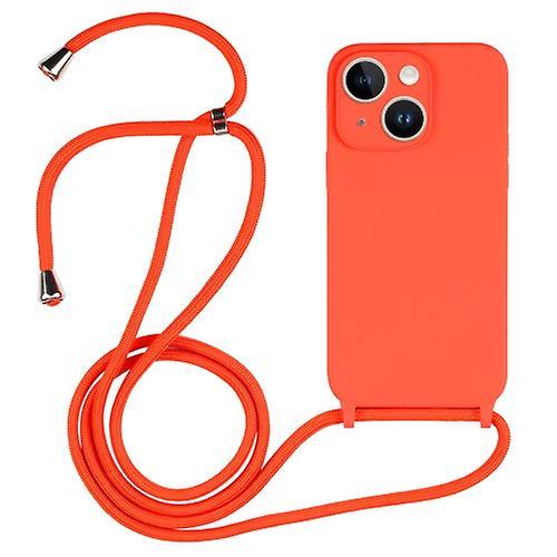 Hsmy For Iphone 14 Pro Max/ 14 Pro/ 14/ 14 Plus Crossbody Lanyard Liquid Silicone Case Orange