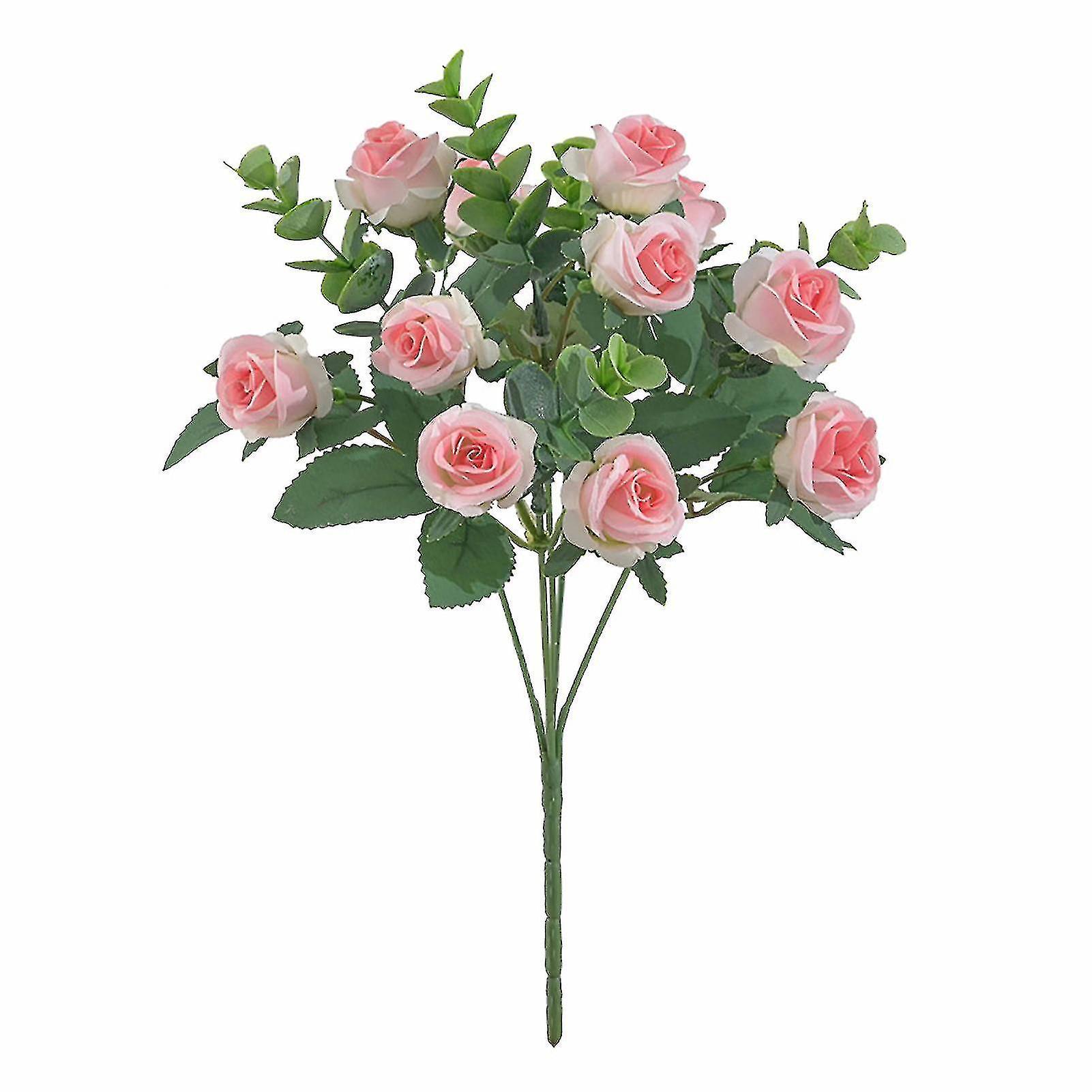 Yuntianzun Beautiful Artificial Flower Exquisite Faux Silk Flower Realistic Visual Effect Fake Rose For Home Light Pink