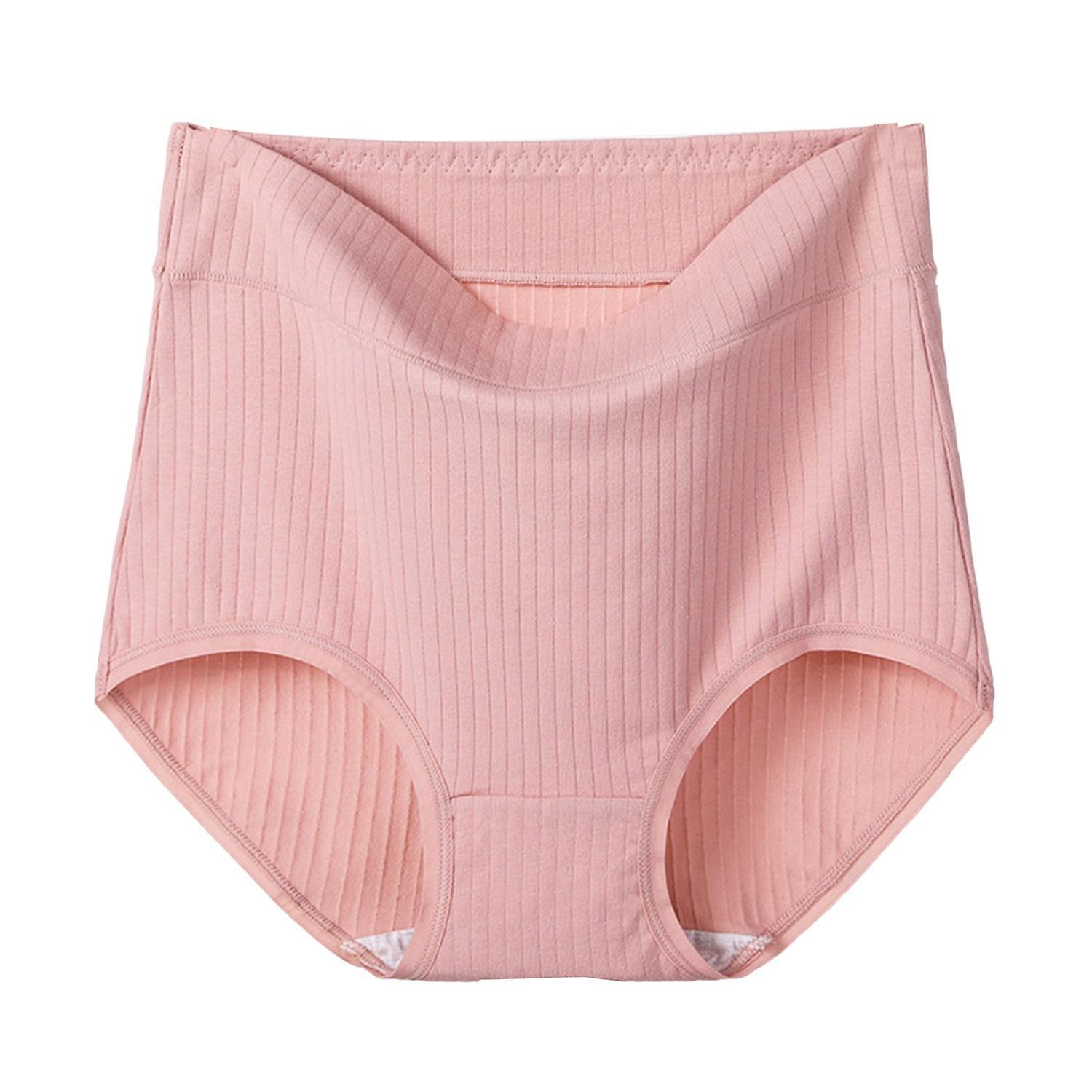 Merryso Women Underpants Elastic High Waist Moisture Wicking Menstrual Period Plus Size Cotton Women Briefs Pink 6XL