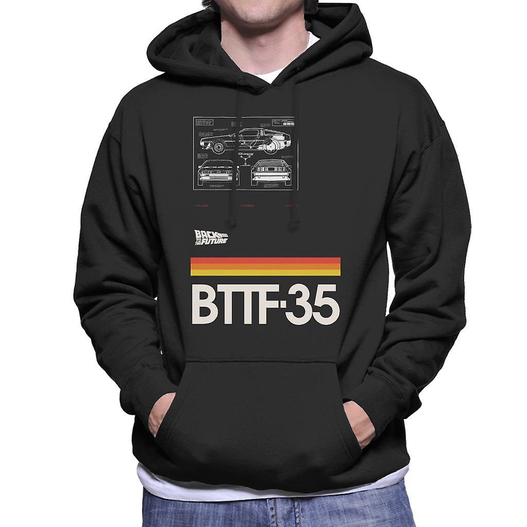 Back to the Future 35th Anniversary Delorean Notes Men's Hooded Sweatshirt Black XX-Large