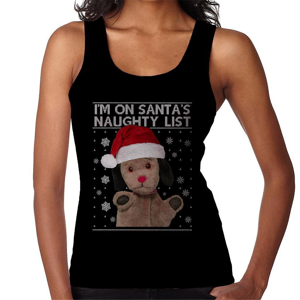 Sooty Christmas Sweep Im On Santas Naughty List Women's Vest Black Large