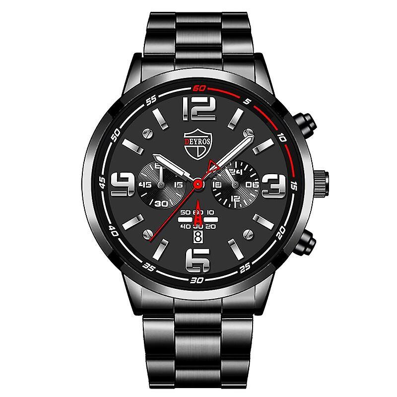 Dinoply 2023 Luxury Fashion Mens Calendar Watches Men Business Watch Male Stainless Steel Quartz Wrist Watch Luminous Clock Reloj Hombre Black Silver