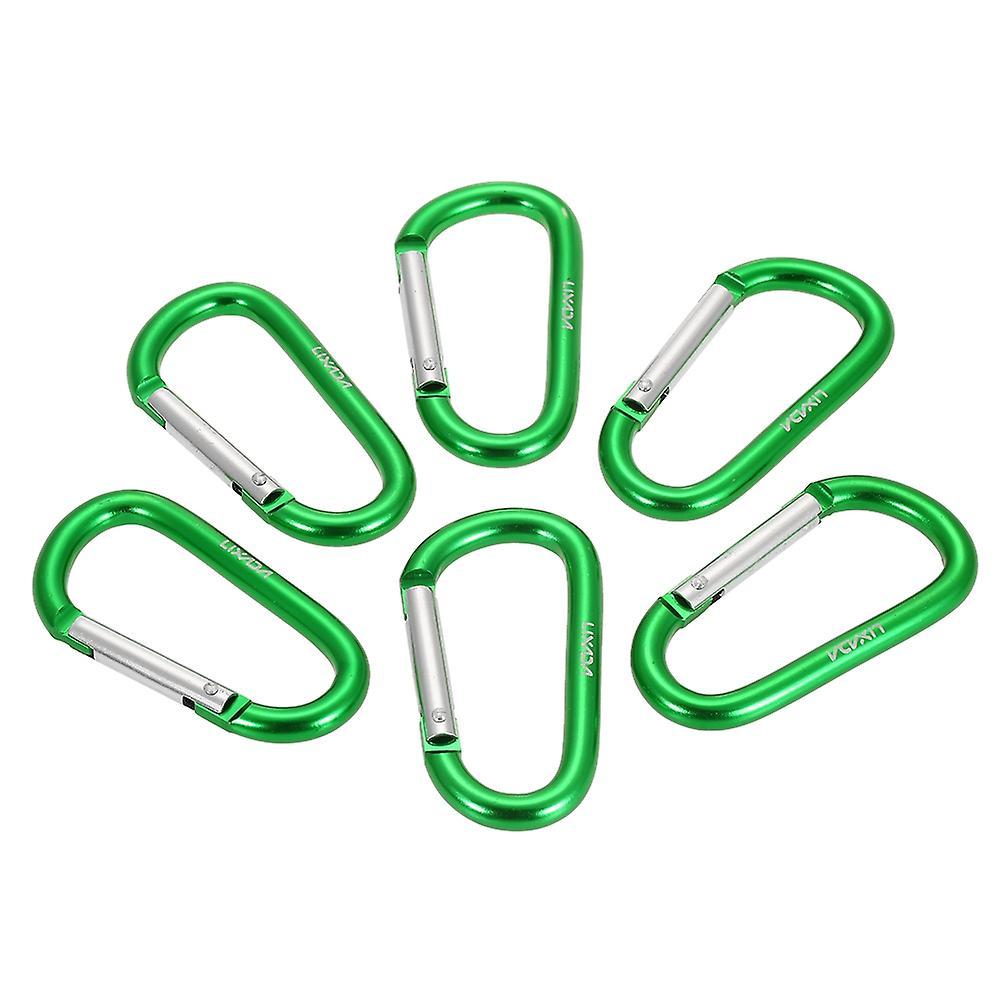 Lixada Pack of 6 Aluminum Carabiner Clip D-ring Locking Carabiner Keychain Hook Green