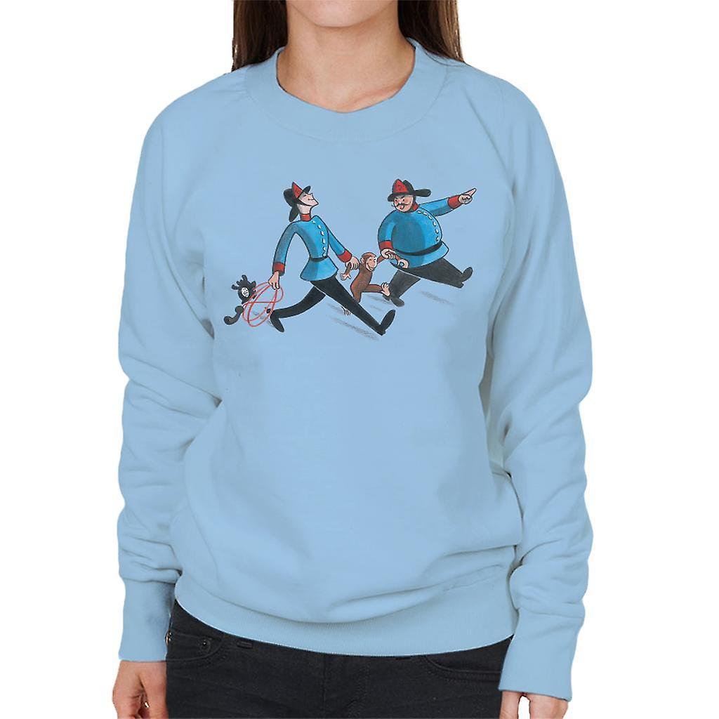 Curious George Fire Department Women's Sweatshirt Sky Blue Small