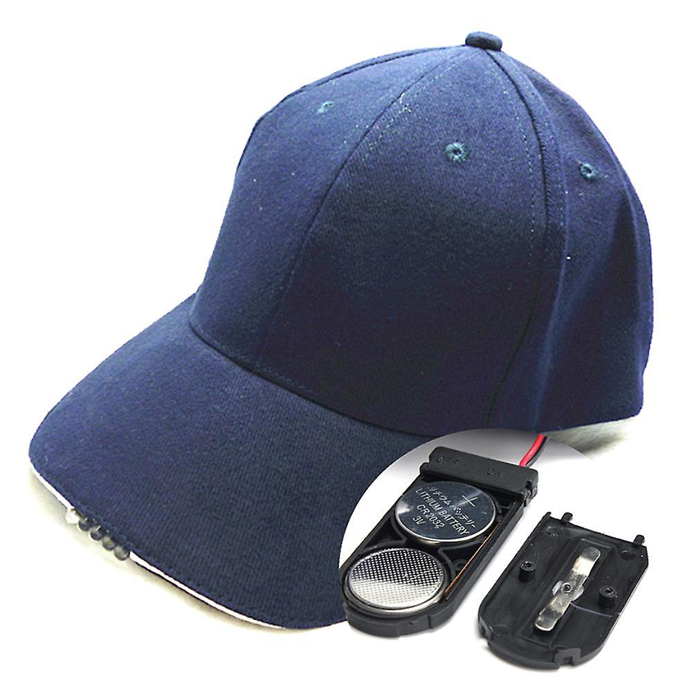 Eocici Baseball Cap With Headlamp Bright Led Lights Flashlight Hats Navy Blue