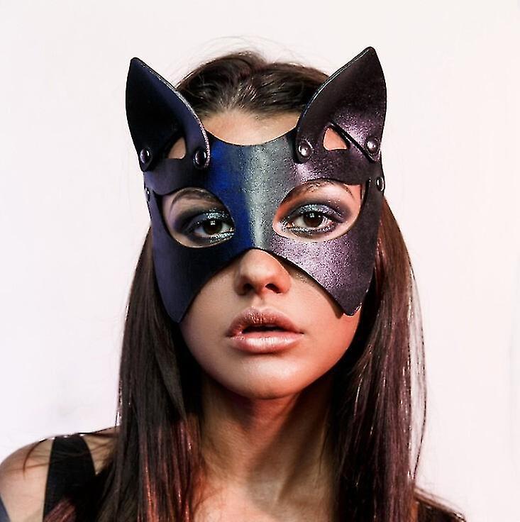 Cryin Women Cosplay Sexy Cat Ear Mask Fetish Halloween Party Cosplay Costume Eyemask black