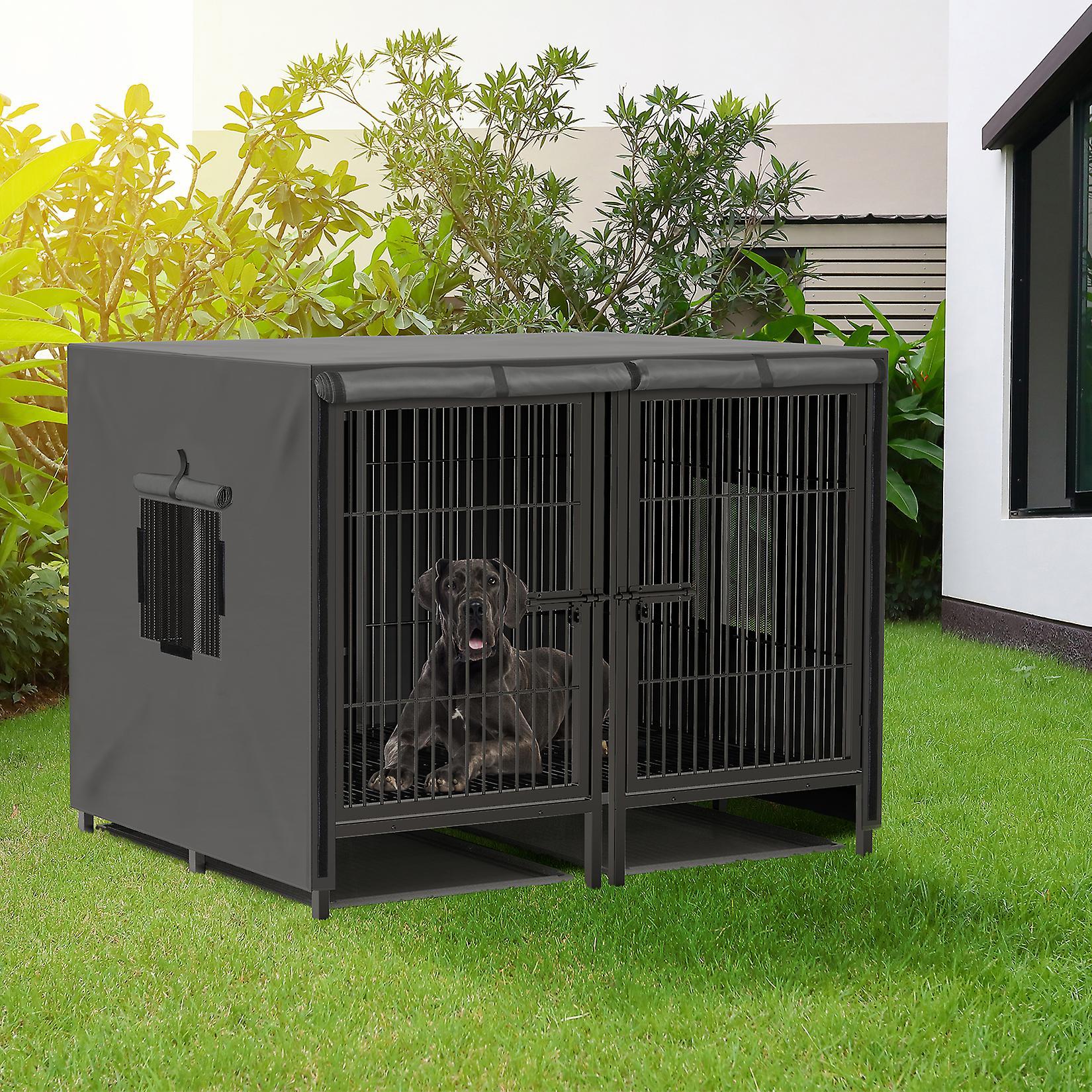 Bingopaw Xxxl Large Dog Crate Raised Pet Dog Cage Kennel Double Door Tray Divider Playpen cover only 130.5x100x100cm