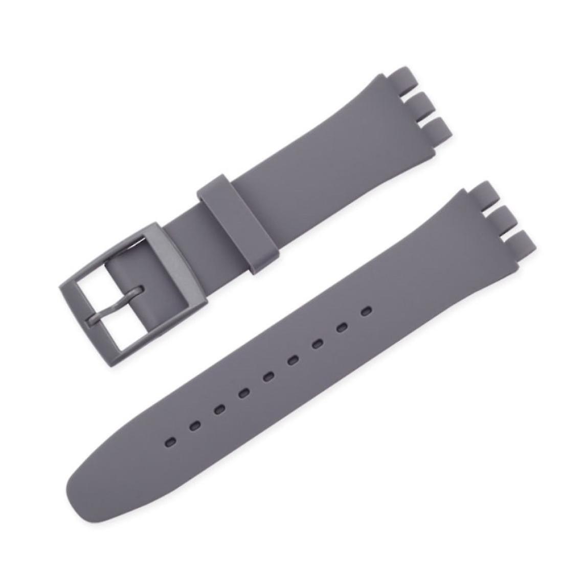 Sitabo 17mm Silicone Strap With Pin Buckle, Gray For Your Swatch