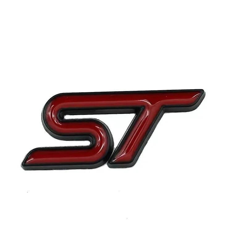 Hikig 3d Metal Logo St Badge Decal Car Steering Wheel Emblem Sticker For Ford Focus Mk2 Mk3.5 Mk4 Kuga Puma Fiesta St Accessories Black Red