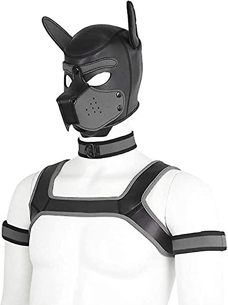 KEBAOWEI Adults Neoprene Puppy Hood Mask, Removable Cosplay Dog Full Face Pup Hood Mask_SSDLV