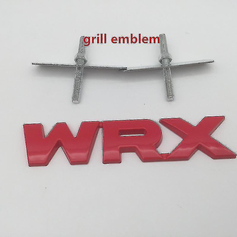 POTATO 1pcs 3d Metal Wrx Car Front Grille Emblem Side Fender Rear Trunk Sticker Grill Badge Styling Auto Ac Red Grille