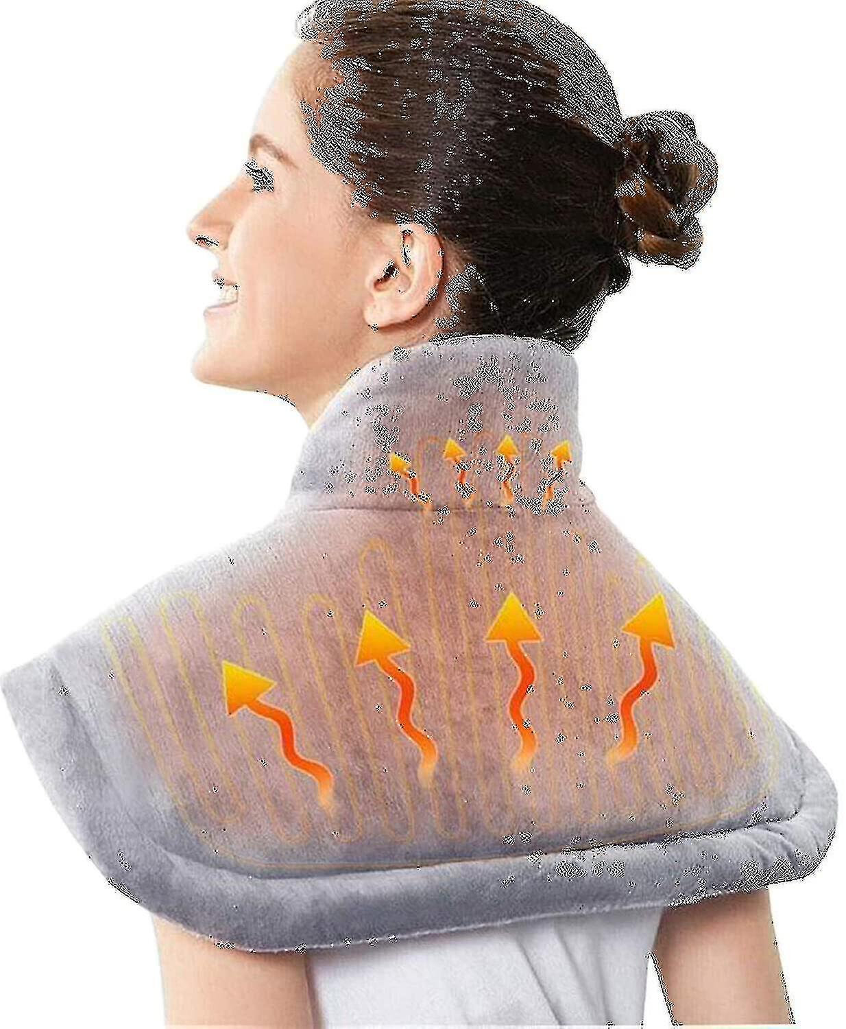 Elsavct Electric Heating Pad For Back Pain Neck And Shoulders Pad With 3 Temperature