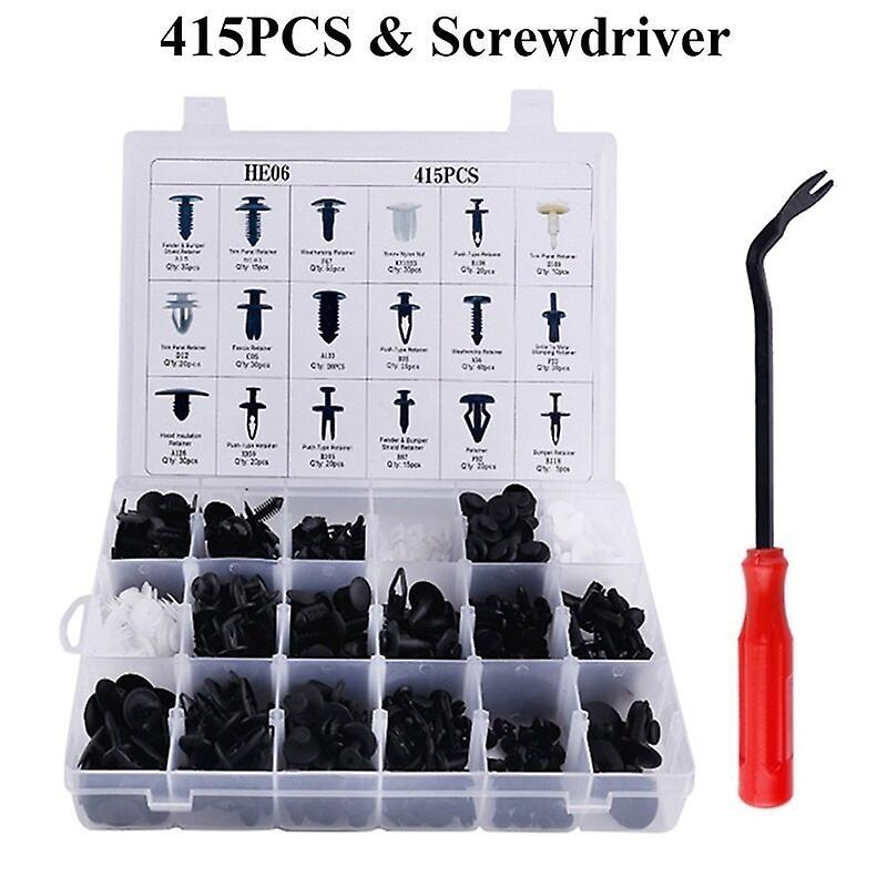 Vehicle Besper Auto Fastener Clip Car Body Push Retainer Pin Rivet Bumper Door Trim Panel Retainer Fastener Kit Car Accessories 415 Pcs with Tool