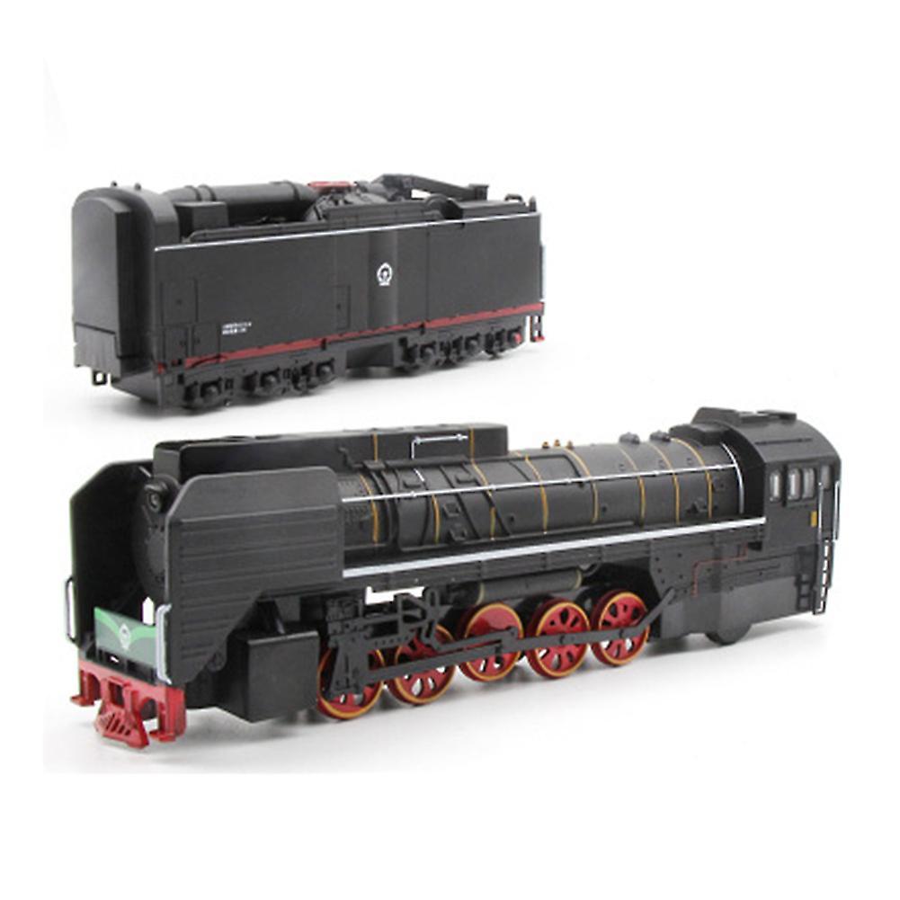 Haloppe 2Pcs 1/87 Retro Steam Train Locomotive Carriage Pull Back Music LED Kids Toy Black