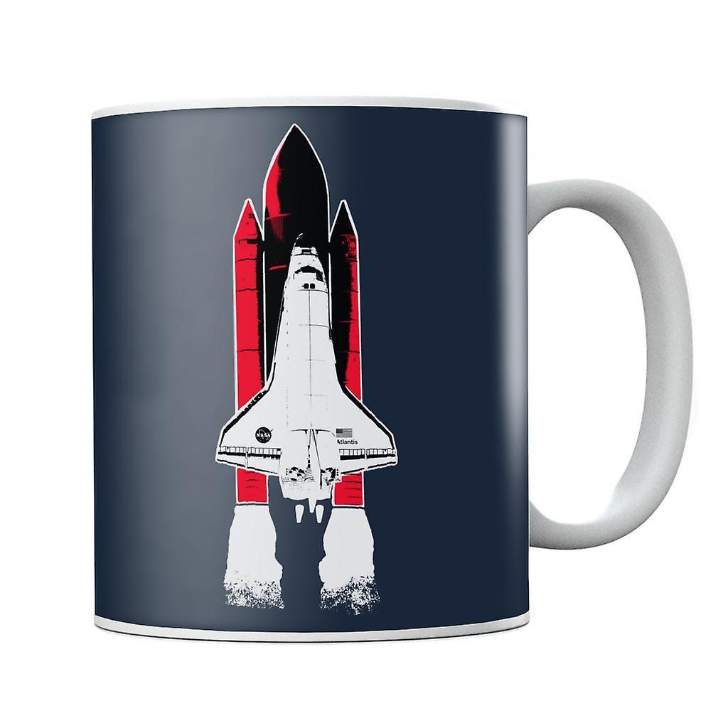 NASA Atlantis Shuttle Launch Mug Navy Blue 10oz