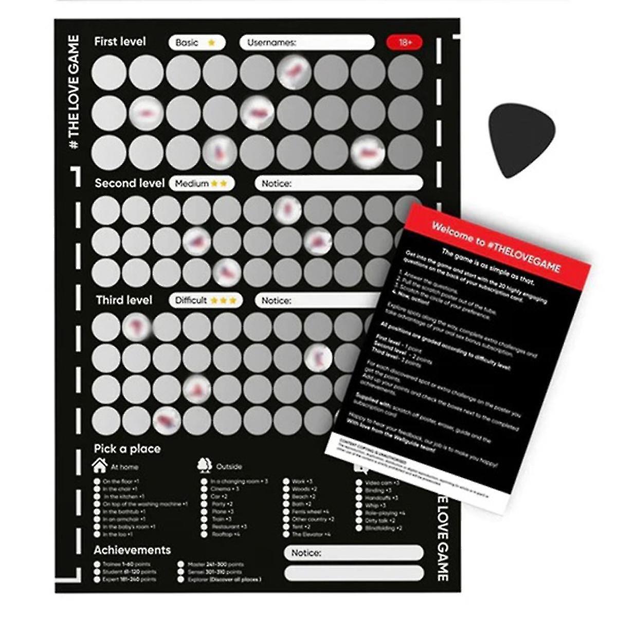 Dint Game Scratch Off Poster Game For Couples Valentine's Day Gifts Wall Poster Her And For Her Black