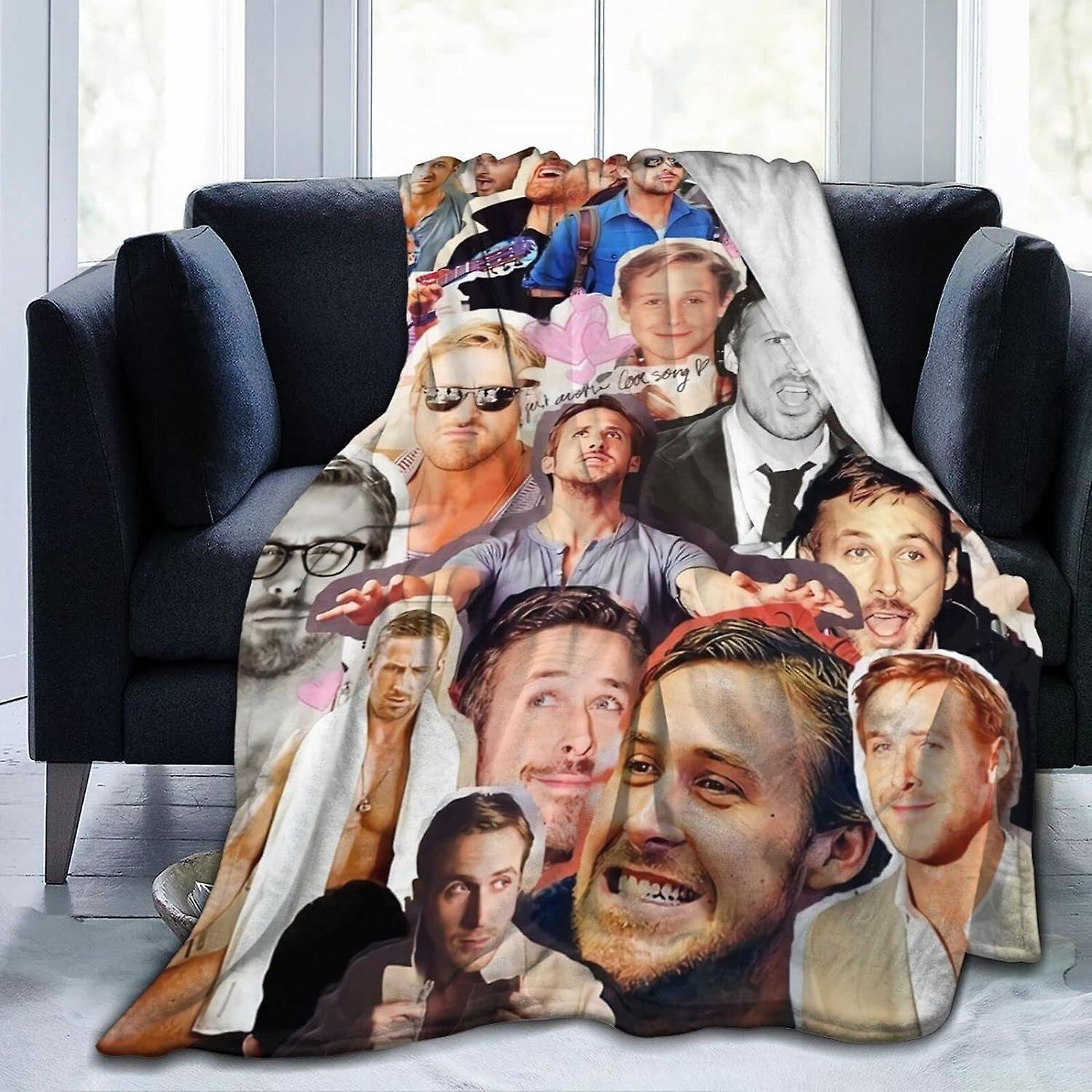 Kerota AY1220 Ryan Gosling Collage Ultra Soft Micro Flannel Throw Blankets Warm Comfortable Versatile Blanket for Sofa and Travel 50x40in 125x100cm