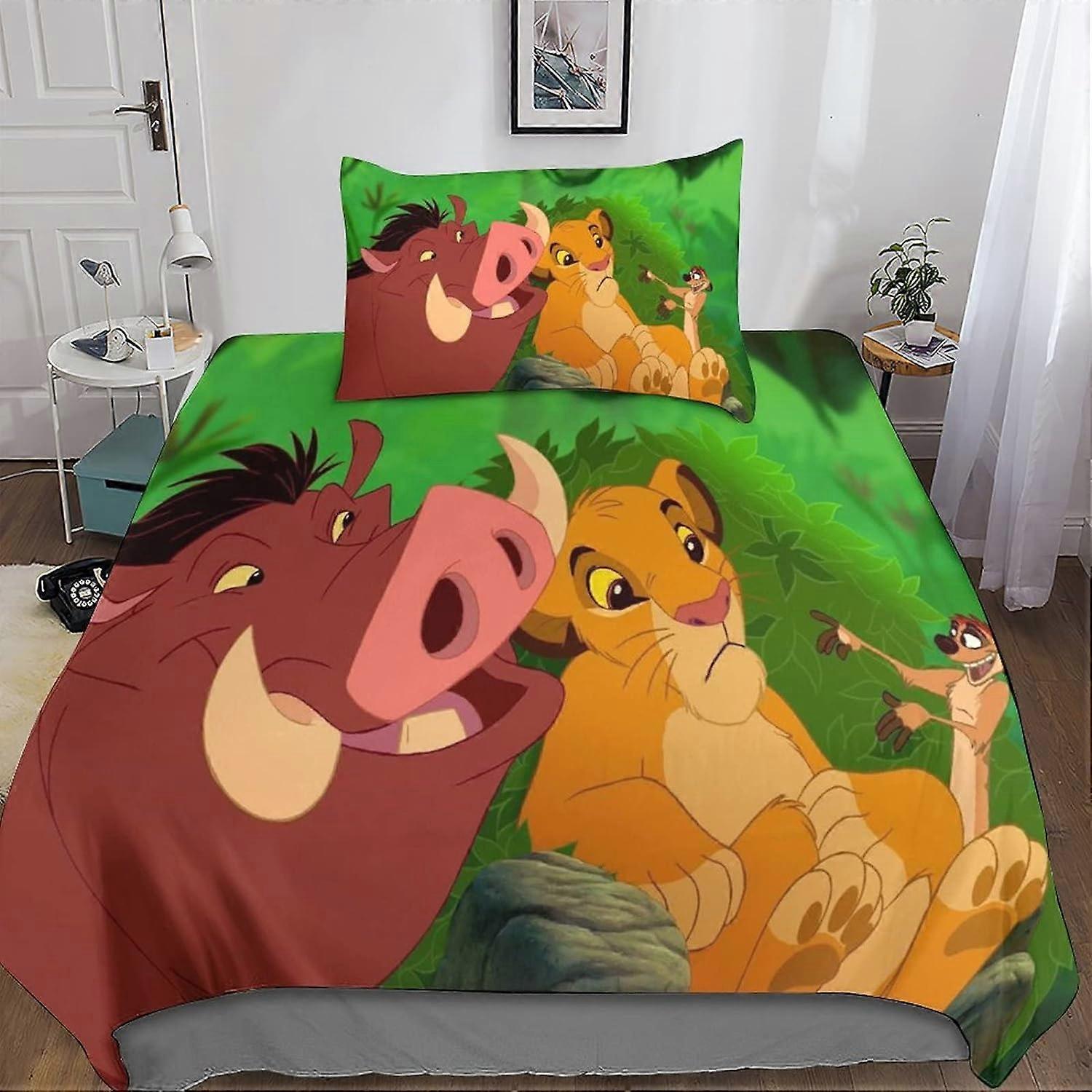 Kerota The Lion King Duvet Cover Pieces Printing D Microfiber with Pillowcase Zipper Duvet Covers Bedding Set with Singlex 135*200 CM Single135x200cm