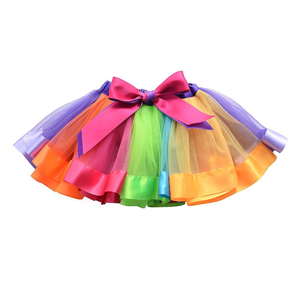 Tinksky Skirts Kids Girl Skirt Rainbow Tutu Girls Rainbow Tutu Skirt Ballet Skirt Mesh Tutu Skirt Rainbow Tulle Skirt S