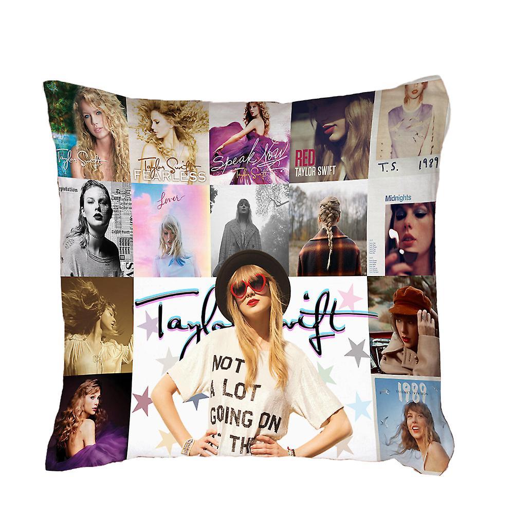 Bestdaily 45cm*45cm Taylor Swift Album Cushion Cover Throw Pillow Case Home Sofa Bed Office Decor Swiftie Fans Gifts D