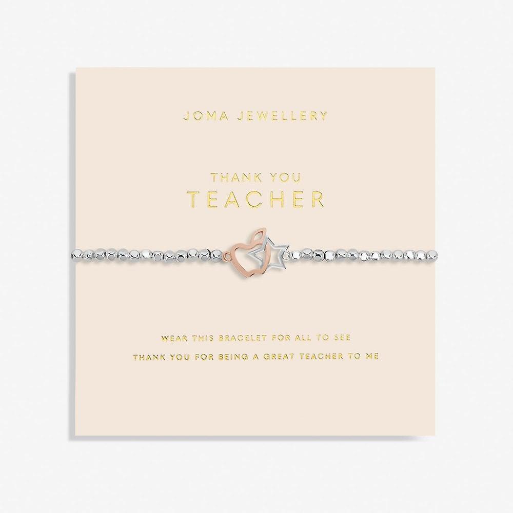 Women's Joma Jewellery Forever Yours Thank You Teacher Silver Rose Gold Plated 17.5cm Bracelet 6881