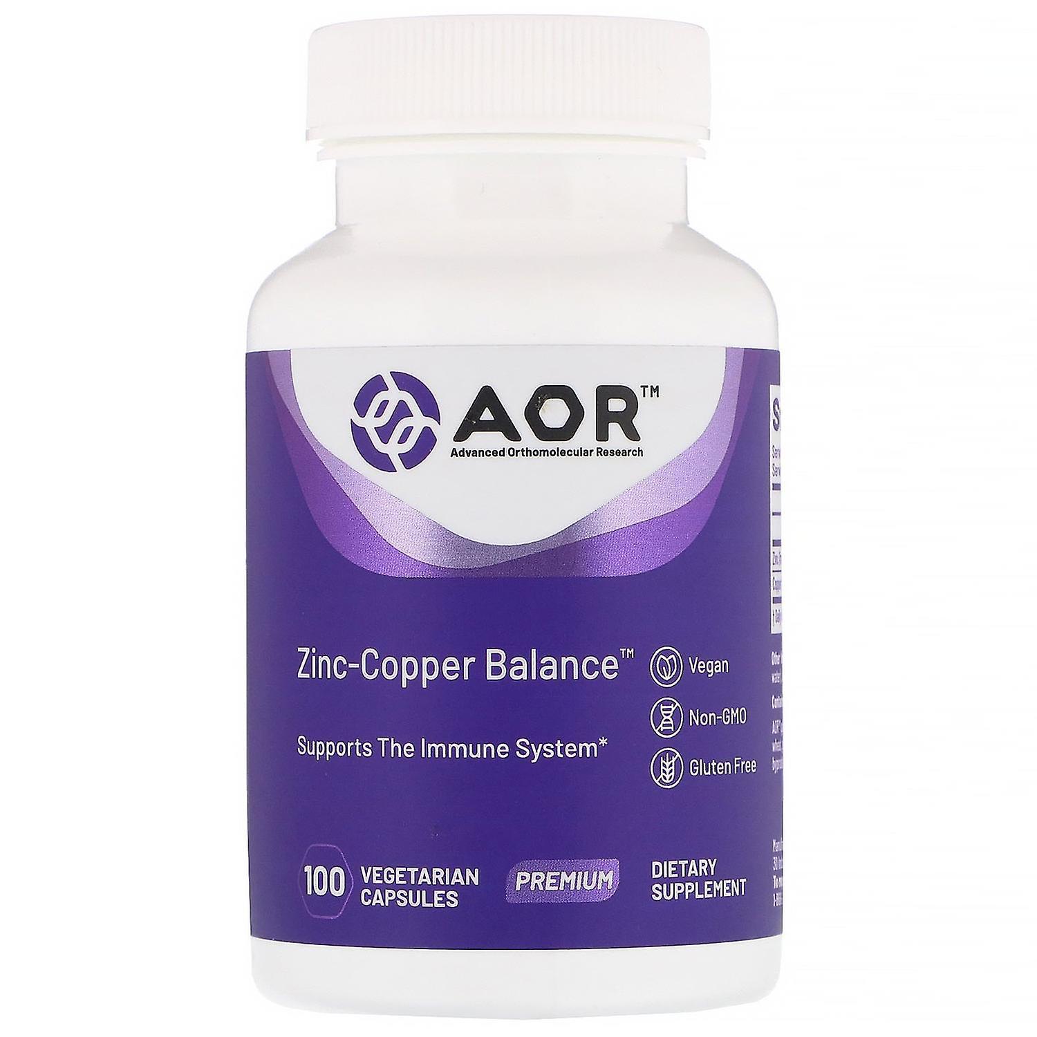 Advanced Orthomolecular Resear Advanced Orthomolecular Research AOR, Zinc-Copper Balance, 100 Vegetarian Capsul