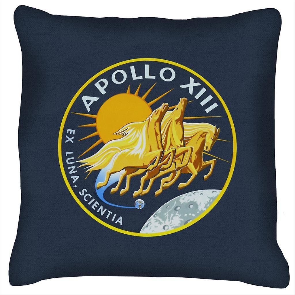 NASA Apollo 13 Mission Badge Cushion Navy Blue 40 x 40cm