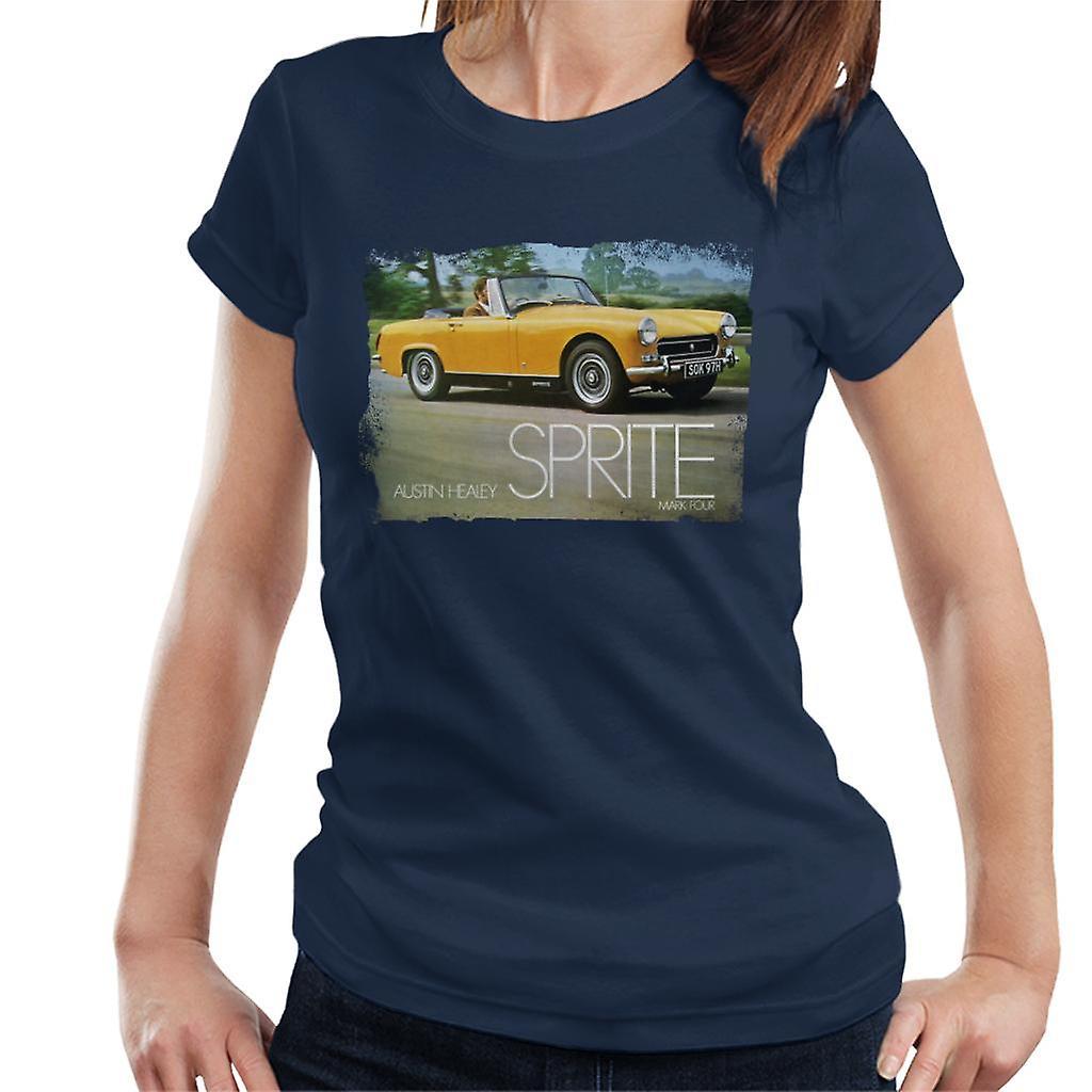 Austin Healey Sprite Mark IV Yellow British Motor Heritage Women's T-Shirt Navy Blue XX-Large