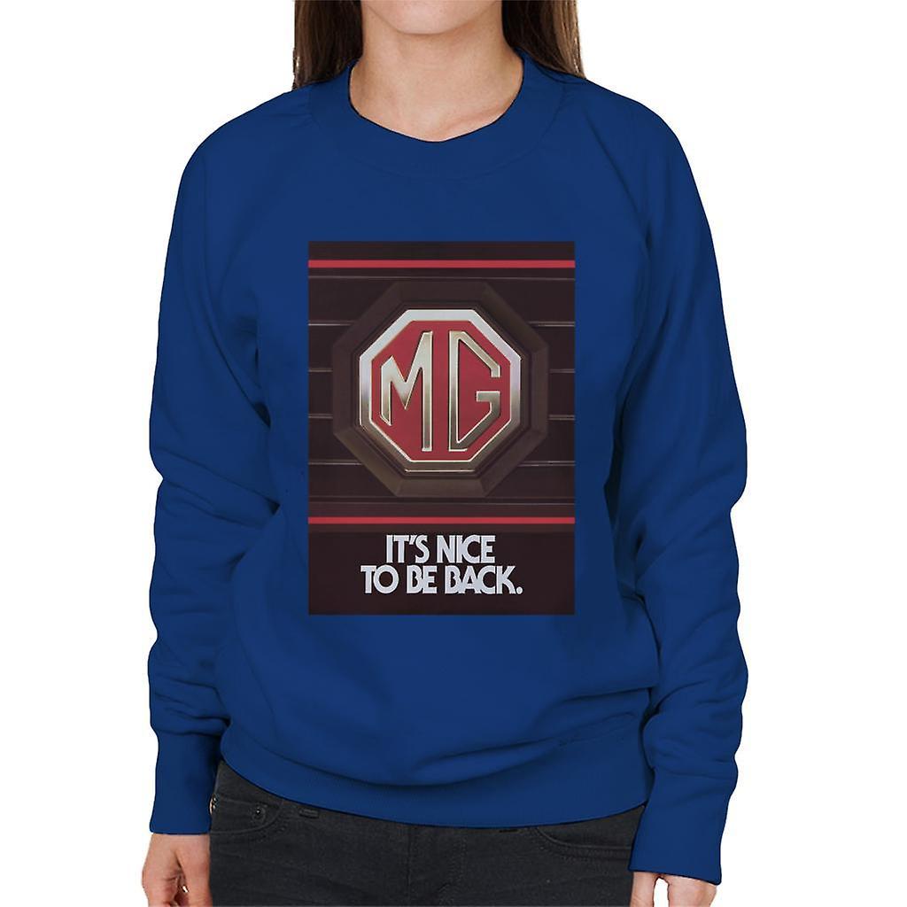 MG Its Nice To Be Back British Motor Heritage Women's Sweatshirt Royal Blue Small