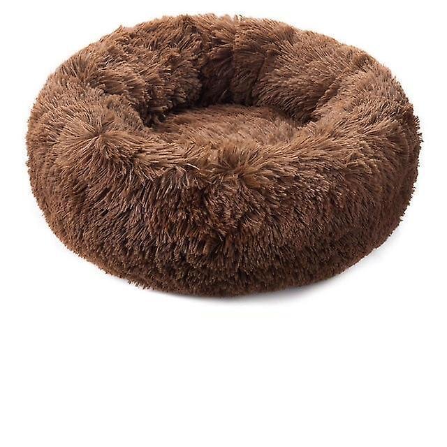 Slowmoose Round Plush Dog Bed - House Dog Mat, Winter Warm Sleeping Coffee XXS-35cm