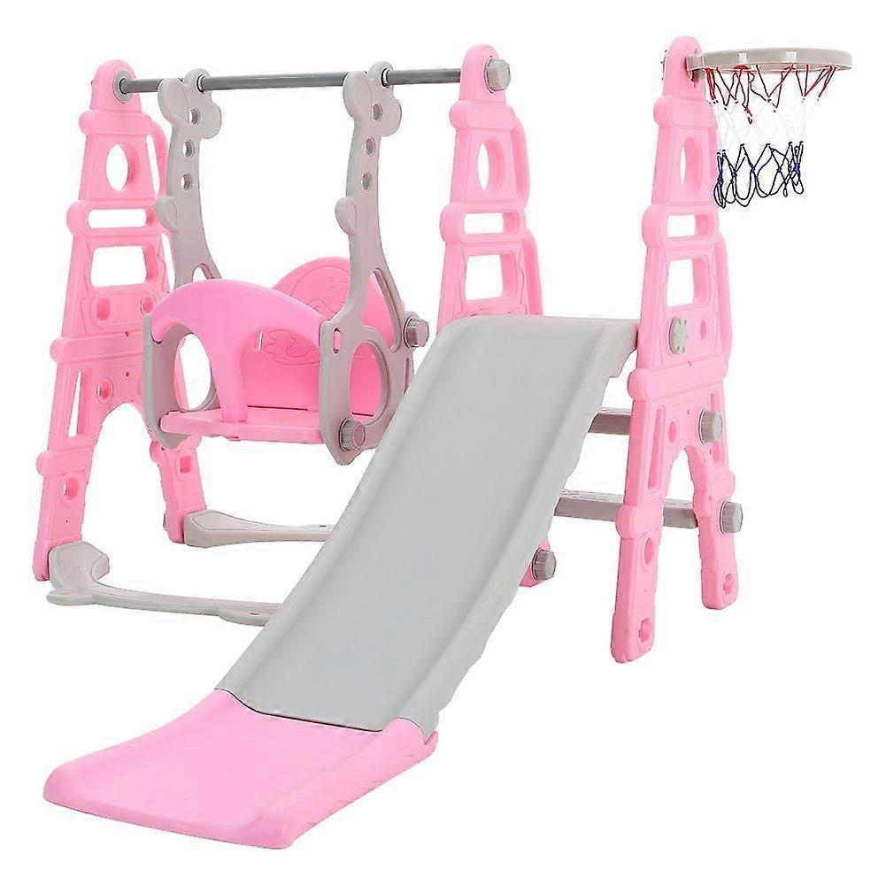 Living And Home 3 In 1 Design Toddler Swing Climber Slide Set W/ Basketball Hoop Outdoor Toy