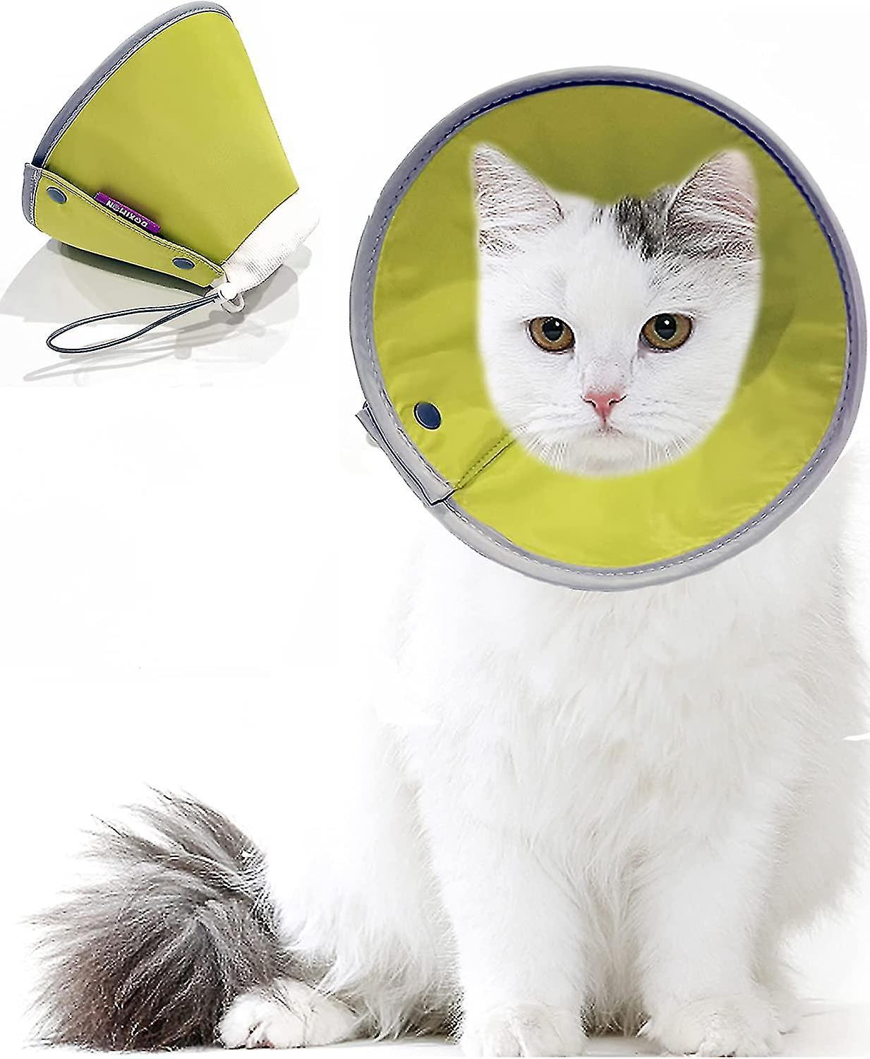 Tianzun Soft Cat Recovery Collar Adjustable Cat Dog Cone Collar Pet Elizabethan Collar To Stop Licking Wounds After Surgery Green M