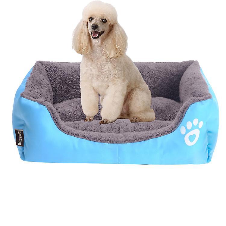 Mmcici Rectangle Washable Dog Bed, Warming Comfortable Square Pet Bed Blue XL