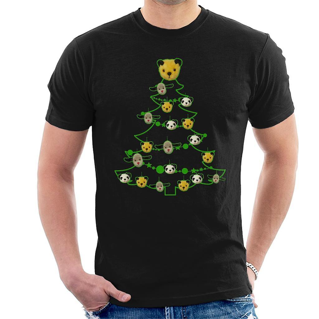 Sooty Christmas Tree Green Silhouette Men's T-Shirt Black Medium