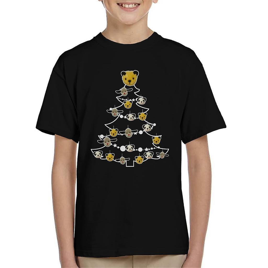 Sooty Christmas Tree White Silhouette Kid's T-Shirt Black Medium (7-8 yrs)