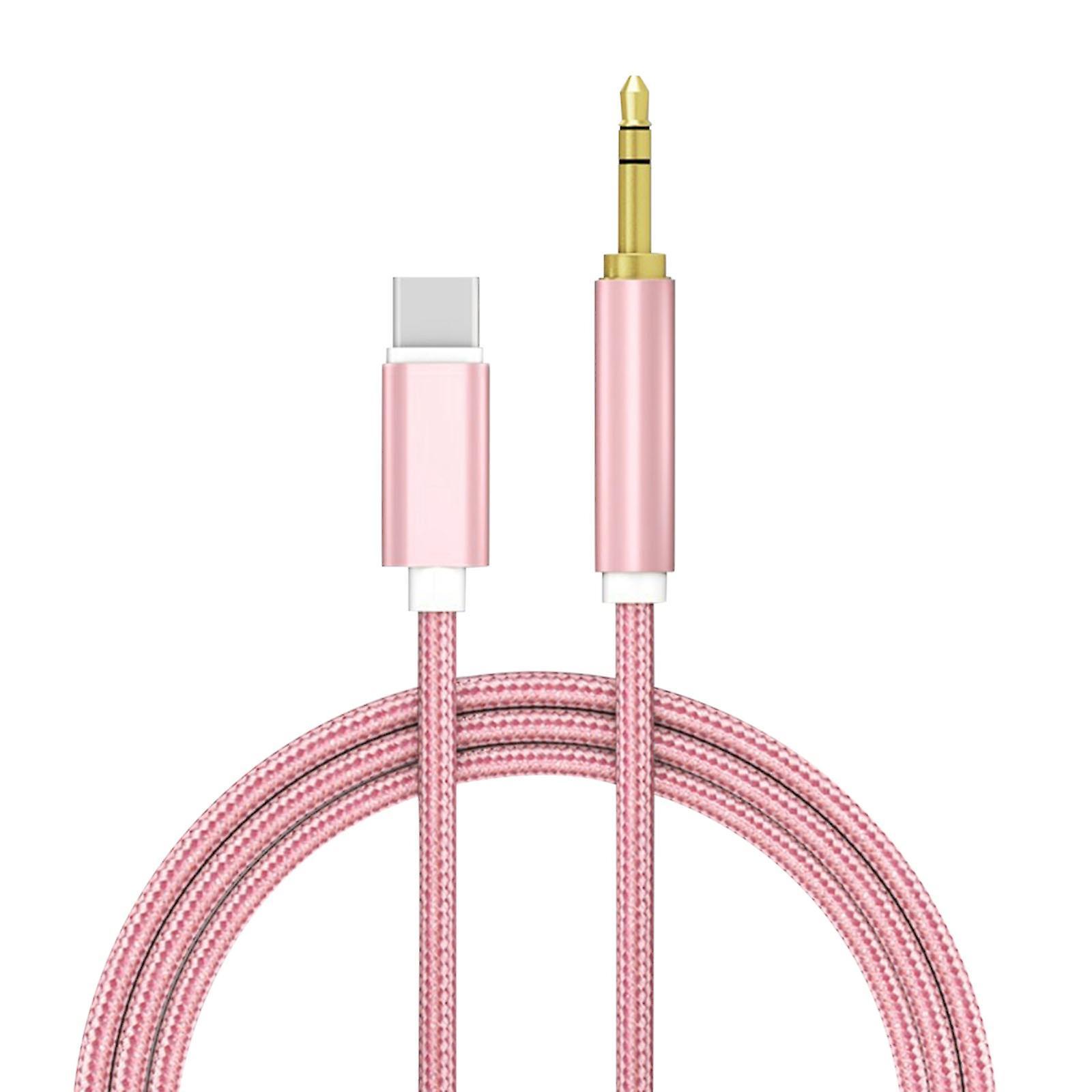 unbrand Usb Type C To 3.5mm Aux Audio Cable Headset Speaker Headphone Adapter Car Aux For FAN2321 Pink