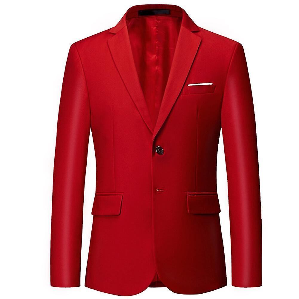 Guangzhou Yunlong Trading Co., Men's Business Wedding Blazer Slim Fit Sports Jacket Red L