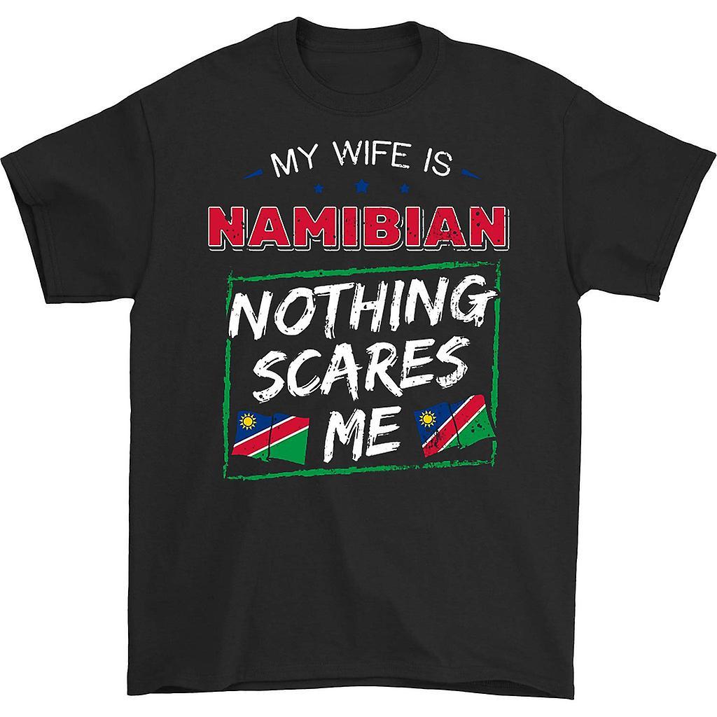 HISHARK My wife is namibian nothing scares me t-shirt black L