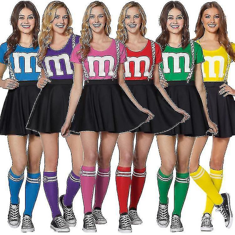 Women's School Girls Musical Party Halloween Cheerleader Costume Fancy Dress Green