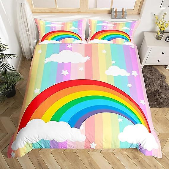 Duvet Cover Sets Kids Rainbow Duvet Cover Set Bedding Set King Size Colorful Stripes Comforter Cover For Girls Bedroom Dcor 200x200cm