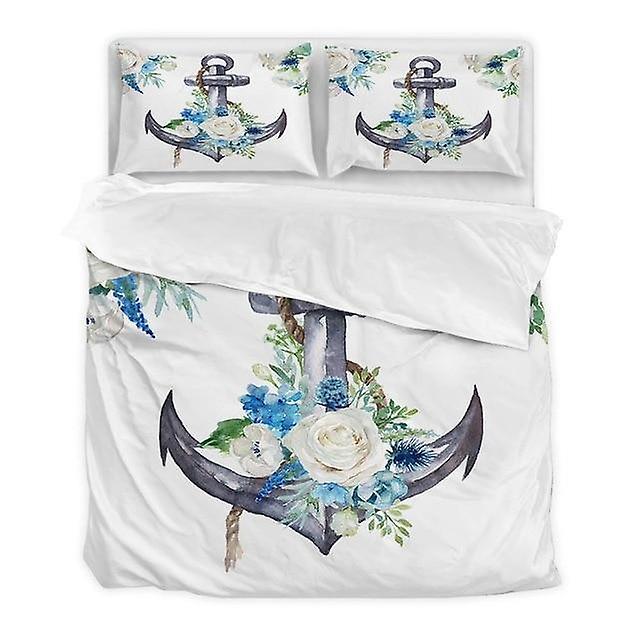 Slowmoose Nautical Style Bedding Sets - Duvet Cover, Flat Sheet King Queen Size Bed Linen DuvetCover180x220cm / Duvet Co