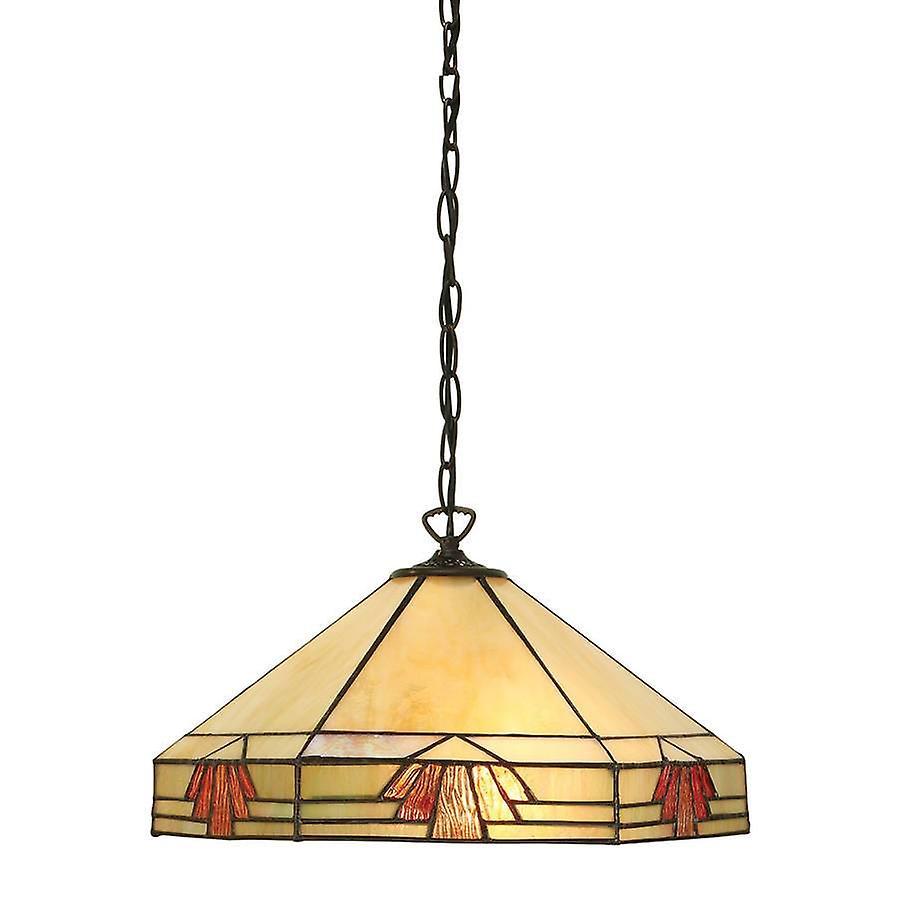 Interiors 1900 Lighting Nevada 1 Light Medium Ceiling Pendant Dark Bronze, Tiffany glass, E27