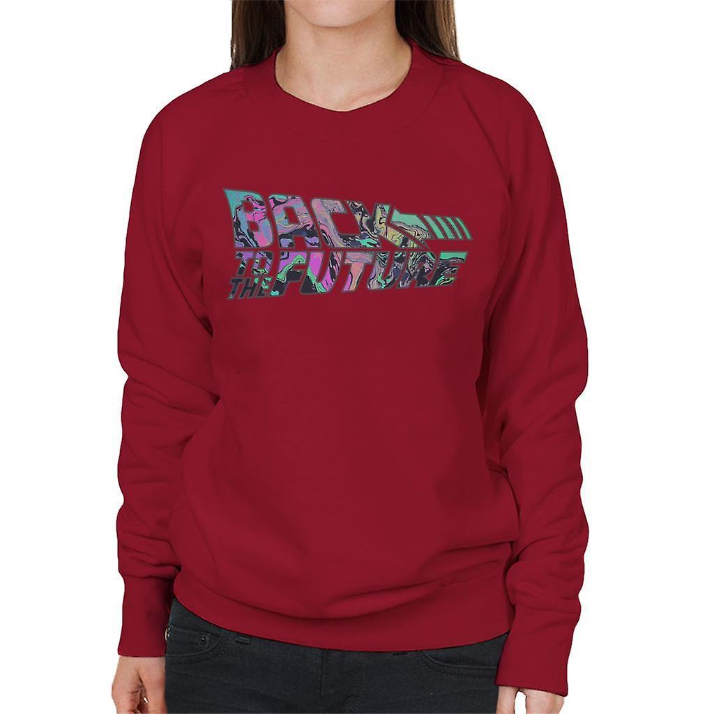 Back to the Future Psychedelic Marble Logo Women's Sweatshirt Cherry Red Small