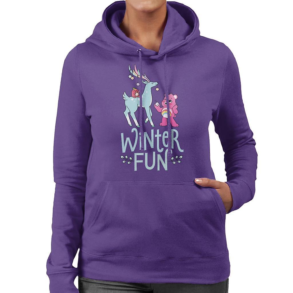 Care Bears Unlock The Magic Christmas Winter Fun Women's Hooded Sweatshirt Purple Medium