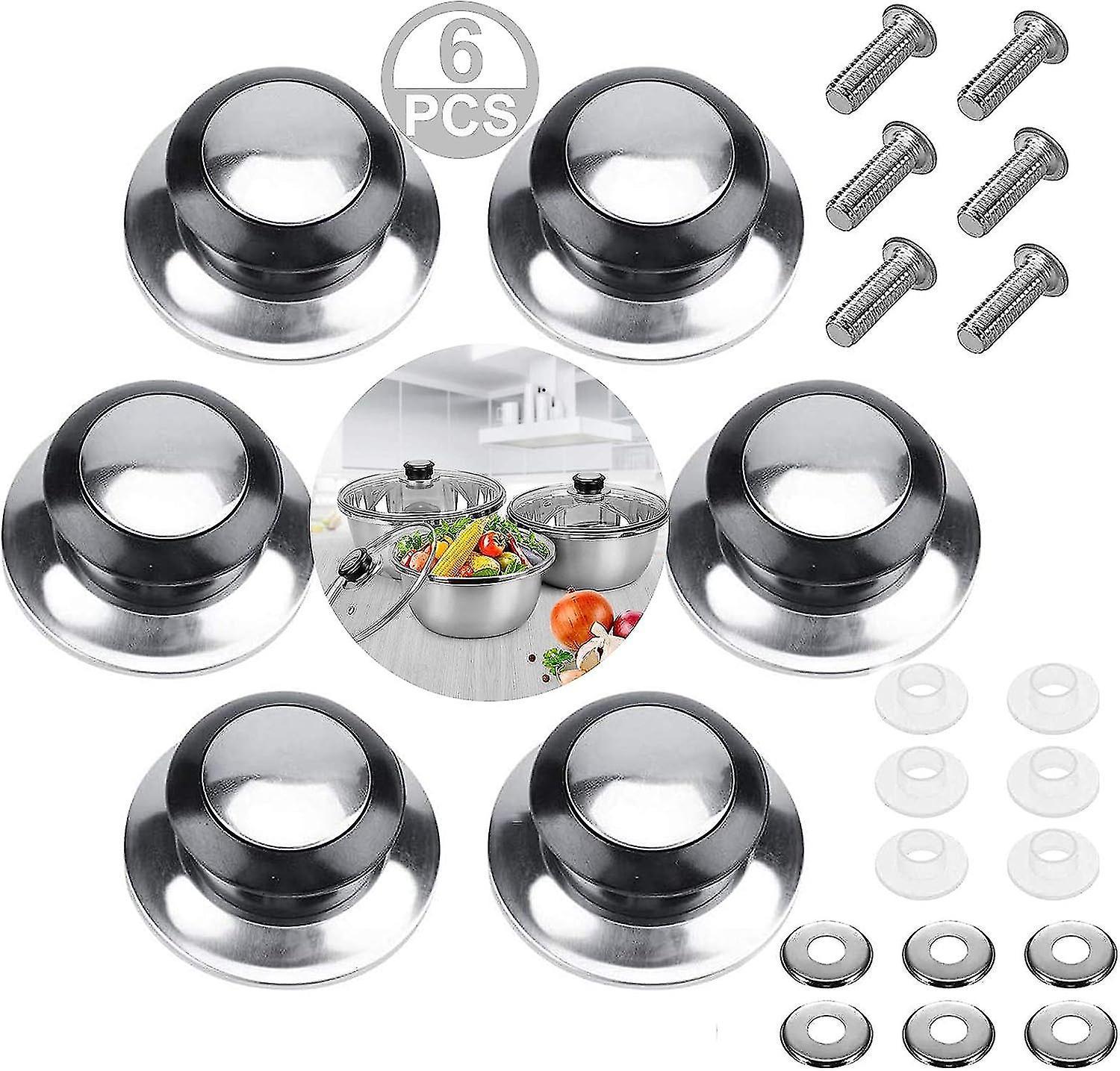 Xpba Replacement Pot Handle Pot Lid Handle 6 Pcs Pot Lid Knob Pot Lid Cookware Pot Lid Knob Stainless Steel With Screws For Home Kitchen Restaurant